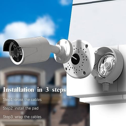 (New Upgrade) Security Camera Junction Box, Universal IP Camera Mount, Metal Aluminum Waterproof Security Camera Bracket