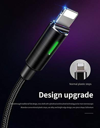 mcdodo 6FT/1.8M Smart LED USB Data Cable: Auto Disconnect & Recharge, Nylon Braided, Compatible with New Phones (Black)