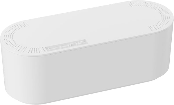 D-Line Cable Management Box, Power Strip Holder & Desk Cord Organizer, Small White Cover for Office Cords