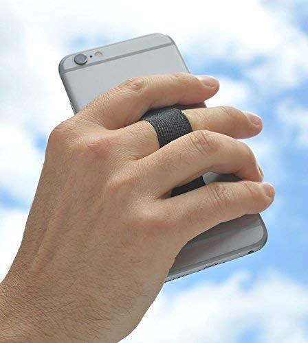 Ultra Slim Cellphone Strap Holder for Back of Phone - Loopy Finger Grip with Adhesive (Black, 2 Packs)