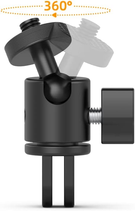 Aluminum 360 Degree Rotation Camera Mount, 1/4 Screw Adjustable Adapter for GoPro Hero and Other Action Cameras