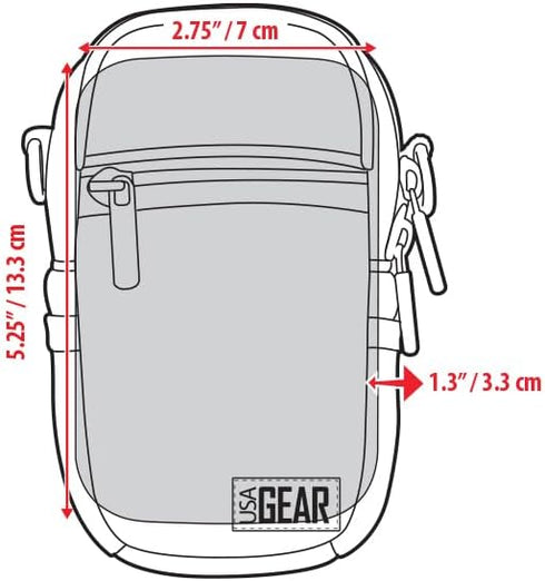USA Gear Compact Camera Case for Point & Shoot with Accessory Pockets, Rain Cover & Shoulder Strap
