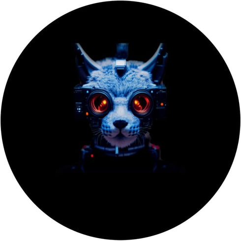 Portrait Of Cyber Punk Canadian Lynx Mixed With Robotics PopSockets Standard PopGrip