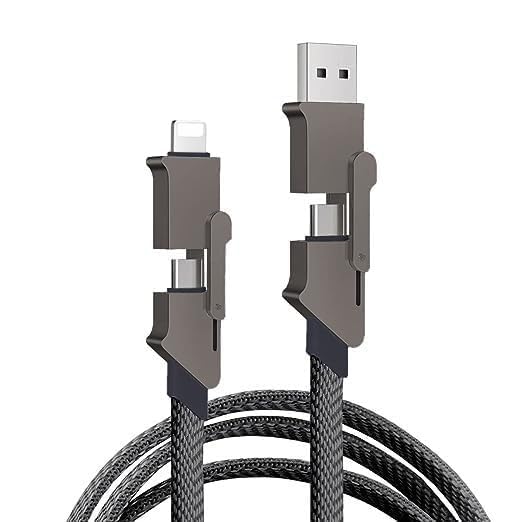 4 in 1 USB C Charging Cable | 100W Fast Charging & Data Sync Multi Charging Cable (100CM/Dark Gray)