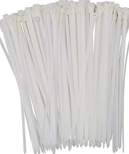 Fixson Multi-Purpose Nylon Zip Cable Ties - 100 Piece, 8-Inch Natural Color Tie-Wraps (45-LB Strength)