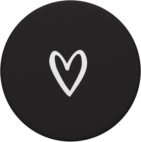 White Heart Love PopSockets Swappable PopGrip - Black