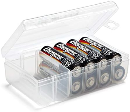 GlossyEnd Set 4 of - Two AA and Two AAA Battery Storage Box, Battery Storage Case, Battery Holder Clear