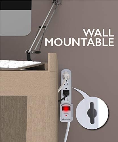 Fosmon 4 Outlet Small Surge Protector Power Strip – 3Ft Short Power Strip with Flat Plug, 1875W, 490 Joules