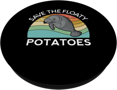 PopSockets Swappable PopGrip Save The Floaty Potatoes Manatee Ocean Sea Chubby Retro Swim