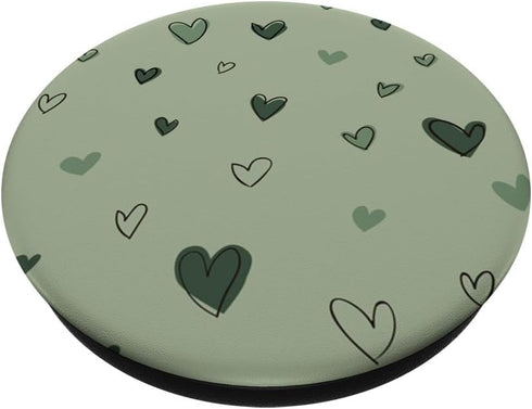 Sage Green Minimalist Heart Pattern for Girls PopSockets Standard PopGrip