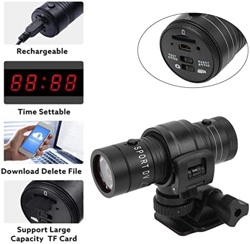 Helmet Camera Outdoor Bicycle Sports Camera, Full HD 1080P Mini Sports DV Camera, 120° Wide Angle, IPX-4 Waterproof
