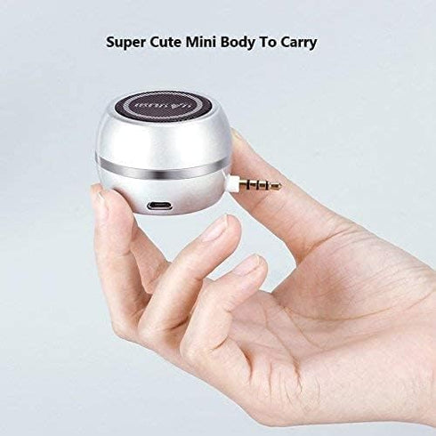 Mini Speaker with 3.5mm Aux Input Jack, 3W Loud Portable Speaker for iPhone, iPod, iPad, USB Rechargeable (Silver)