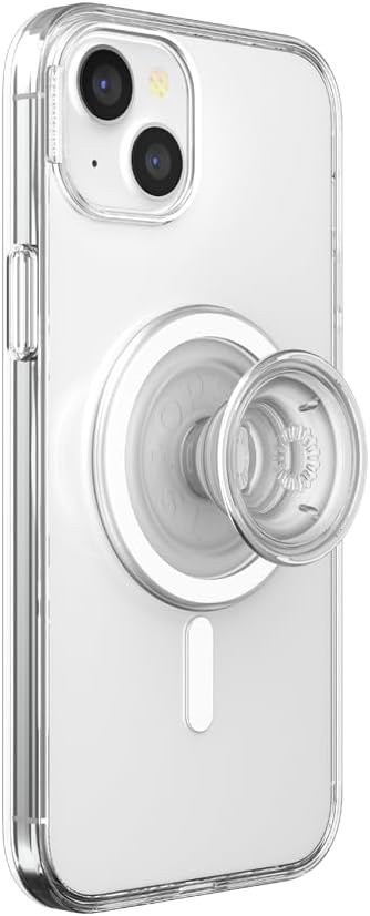 PopSockets iPhone 15 Plus Case with Round Phone Grip, Clear, Compatible with MagSafe, Wireless Charging