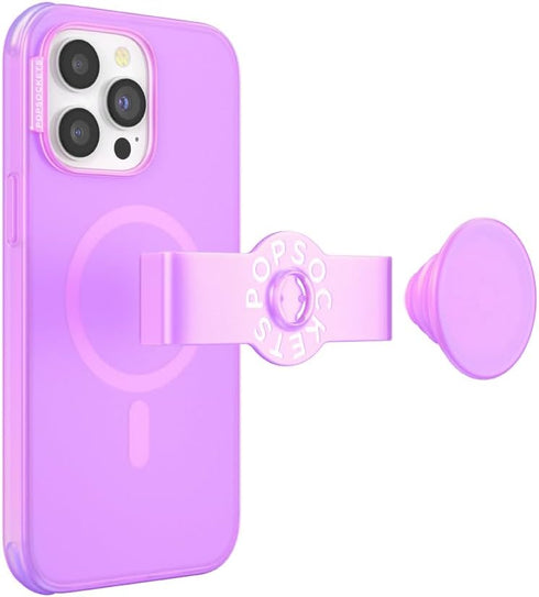PopSockets iPhone 14 Pro Max Case - Pink Translucent, Phone Grip and Slide, Compatible with MagSafe, Wireless Charging
