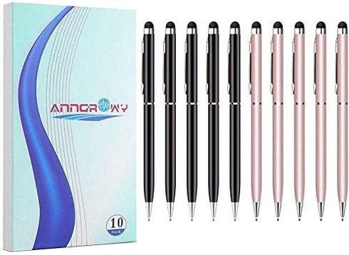 anngrowy Stylus Pens for Touch Screens, Universal 2 in 1 Ballpoint Pen for iPad, iPhone, Tablets, Laptops, Samsung