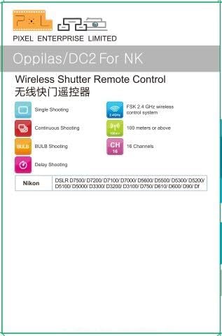 Pixel 2.4G Wireless Remote Control DC2 Shutter Release for Nikon MC-DC2 Z7 Z6 D5600 D3300 D5000 Cameras