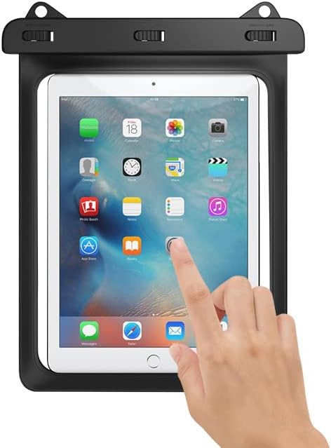 10 in Tablet Water Resistant Waterproof Pouch Dry Bags Case for iPad (2021) 10.2 iPad Air 10.5 iPad Pro 11 iPad 9.7 Samsung Galaxy Tab S8 S7 11 S6 10.5 Tab A8 10.5 A7 10.4 Tab A 10.1 (Black)