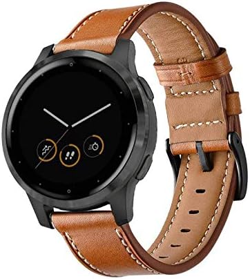 Compatible Garmin Vivoactive 4S Band, 18mm Silicone+Leather+Stainless Steel for Vivomove 3S, Fossil Gen 5E (3 Pack)