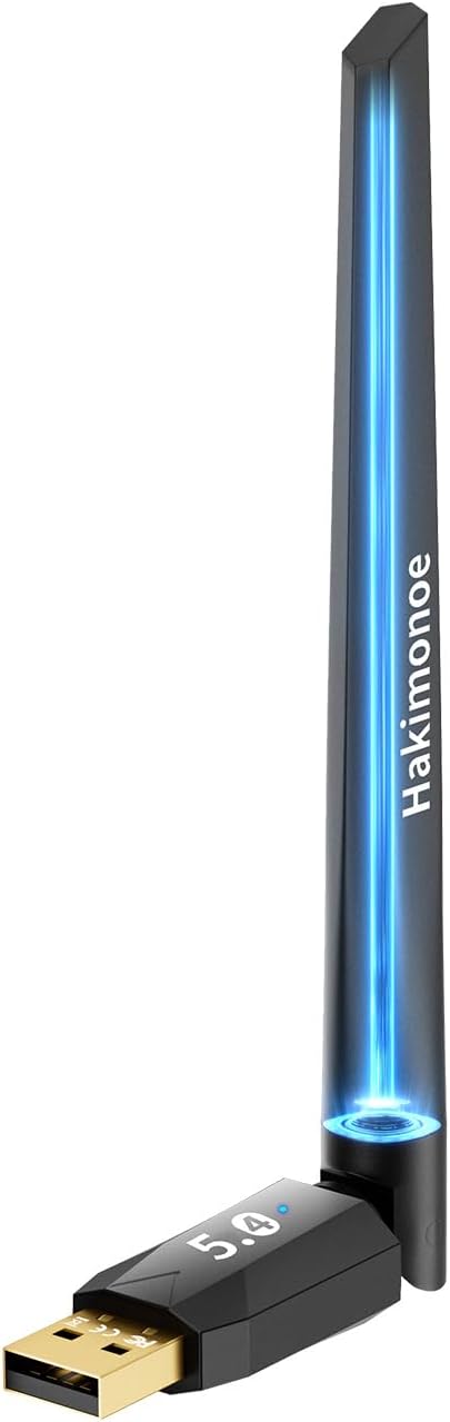 hakimonoe Long Range Bluetooth 5.4 Adapter for PC, USB Bluetooth Dongle Enhanced Antenna