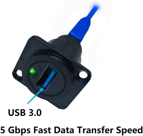 USB 3.0 D Panel Mount Solderless Connector, Female to Female Coupler Socket Pass Through Adapter, Speed 5Gbps
