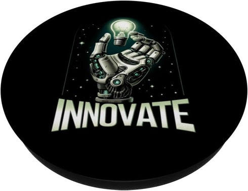 Futuristic Robot Hand with Light Bulb Robotics Engineering PopSockets Standard PopGrip