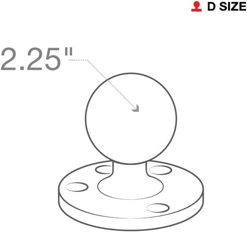 RAM Mounts Large Round Plate with D Size 2.25" Ball, RAM-D-202U