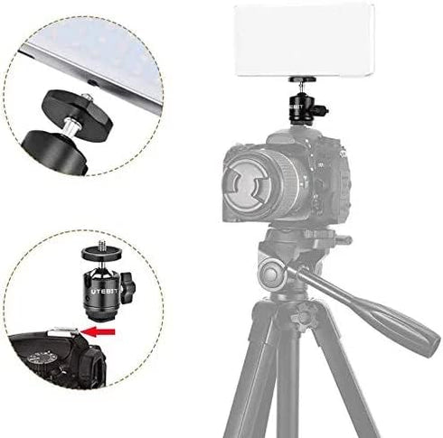 UTEBIT 2 Pack Mini Ball Head with 1/4" Hot Shoe Mount Adapter, 360° Swivel for DSLR Camera