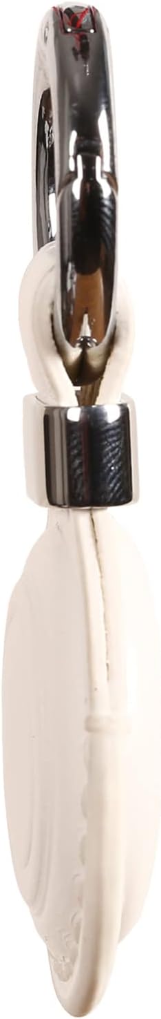 Genuine Leather Airtag Holder, Suitable for Apple Airtag Keychain with Stainless Steel Ring Lock - White V2.0