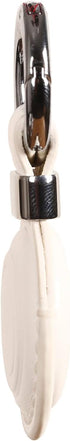 Genuine Leather Airtag Holder, Suitable for Apple Airtag Keychain with Stainless Steel Ring Lock - White V2.0