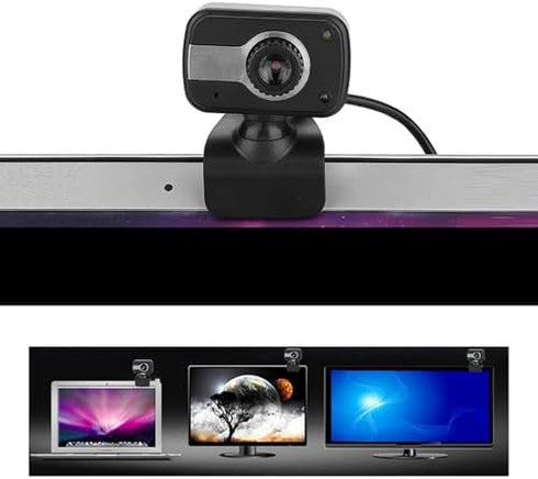 Zerone Webcam with Microphone, 640 x 480/0.3Mp USB Camera with Clamp Mount Support