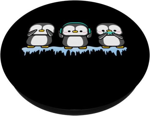 Funny Penguins See Hear Speak No Evil Bird Nerds Penguin PopSockets Standard PopGrip
