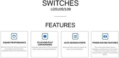 Linksys LGS105: 5-Port 1,000 Business Desktop Gigabit Ethernet Unmanaged Switch, Computer Network, Wired Connection