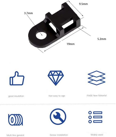 120 Set Cable Zip Tie Mounts Kit, Black 6" Zip Ties, Cable Tie Base and Tapping Screw