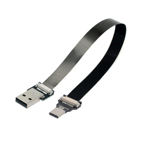 xiwai 2.0M USB 2.0 Type-A Male to Type-C Male Data Flat Slim FPC Cable for Disk, FPV & Phone