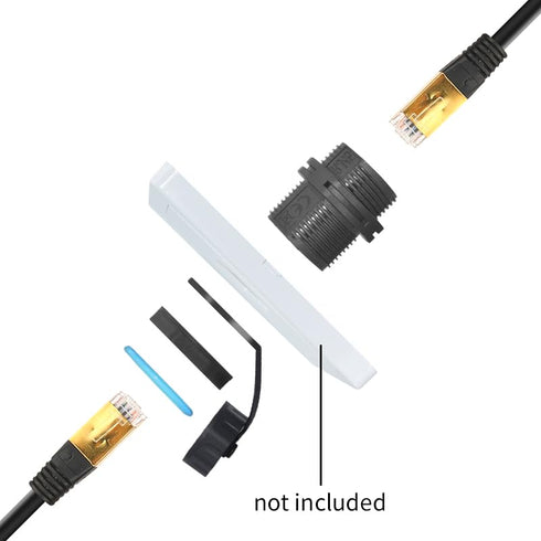 RJ45 Panel Mount Waterproof Connector IP68, Female to Female Shielding Cable Coupler-CAT6-YMP23-Blue