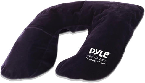 Pyle Portable Travel Music Pillow, Neck Support with Rechargeable Battery, Dual Speaker Bluetooth Connectivity for