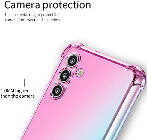 Osophter Clear Case for Galaxy A13 5G, Transparent TPU Shock-Absorption Cover for Samsung A13 5G (Pink Teal)