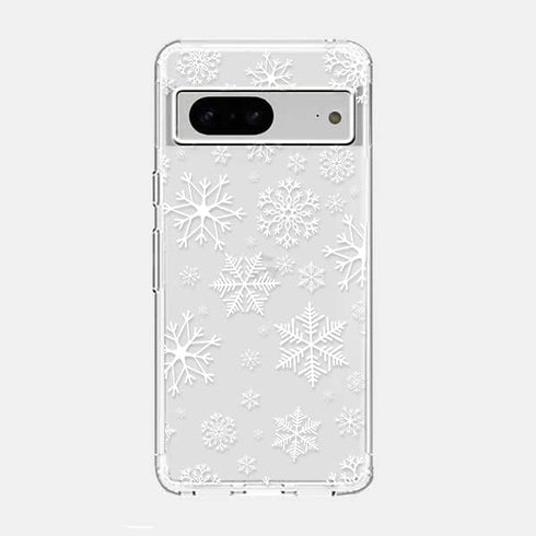 Google Pixel 7 Pro Case, Winter Christmas Style with Cute Snowflake Design, Transparent Soft TPU Protective Clear Case