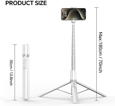 Generic 360 70" New Phone Selfie Stick Tripod with Remote,PortableExtendable Mobile Selfie Stick Rotatable Compatible