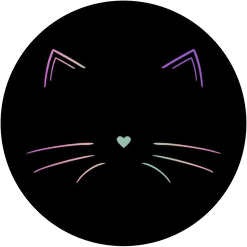 Rainbow Cat Face Black PopSockets Swappable Grip