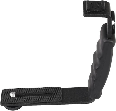 L-Shape Flash Bracket with Dual Flash Cold Shoe Mount, Versatile for Camcorder, Microphone, DSLR