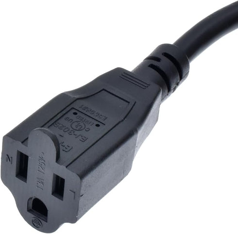 C14 to 5-15R Power Cord - IEC320 C14 to NEMA 5-15R Power Extension Cable, 1ft Standard Computer Power Adapter