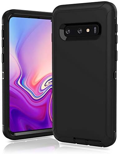Galaxy S10 Plus Defender Case, Protective Shockproof Hybrid Dual Layer Design Hard Cover (Black-Black)