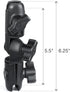 RAM MOUNTS 1" 360 180 RAP-B-200-2U Swivel Double Socket Arm, B Size Ball Articulating Mount with Rotation and Ratchet