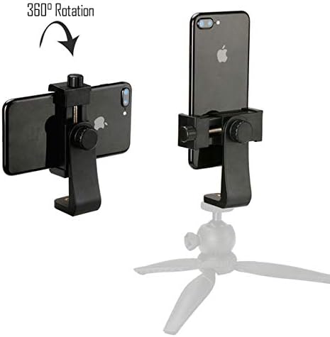 Heavy Duty Rotating Universal Smartphone Tripod Mount for iPhone Xr Xs Max X 8, 8+, 7, 7 Plus, 6, 6 Plus, Samsung Galaxy Phones, and Many More. Plus Microfiber Cloth