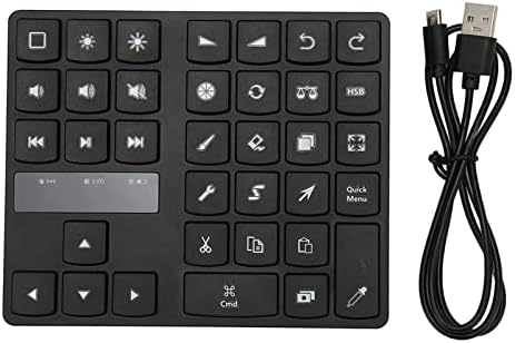 POCREATION 35 Keys Mini Drawing Keyboard, One Handed Shortcut Keyboard for Procreate, Ergonomic Design, Compatible with