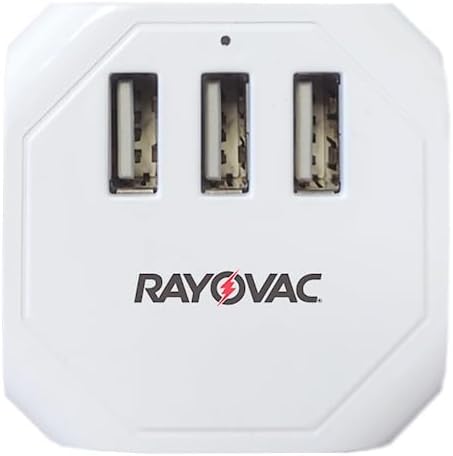 Rayovac Three Sided Surge Protector Cube with 3 Outlets & USB Ports, ETL Certified Adapter for Home, Office