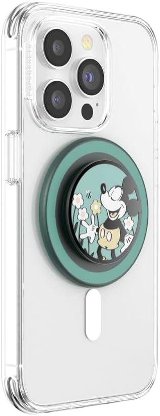 PopSockets Round Phone Grip Compatible with MagSafe, Disney - Enamel Tonal Flower Mickey, Adapter Ring Included, Phone