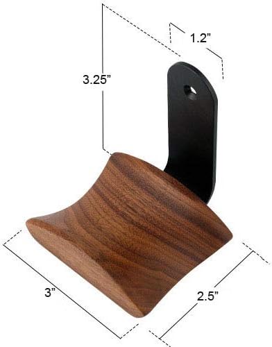 Walnut Wood Headphone Hanger - Universal Fit Headset Stand Hook for Desk, Tabletop, or Wall Mount - Under-Desk Holder.