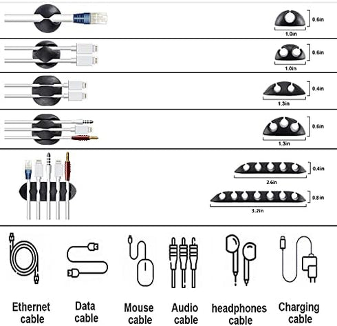 Cord Management Organizer Kit, 4 Cable Sleeve Split with 41 Self Adhesive Clips, 10pcs, 2 Rolls, 100 Ties for Home